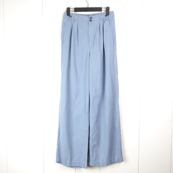 Madewell Pants Womens SZ 0 Wide Flared Leg Linen Blend High Rise Coastal Neutral - Picture 1 of 10